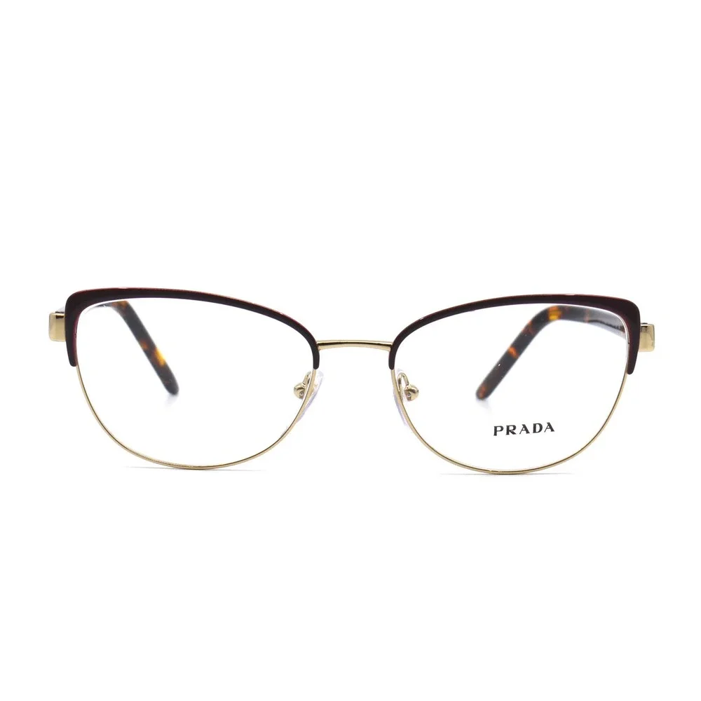 NEW PRADA PR 63XV 09B1O1 BORDEAUX/ GOLD DEMO LENS AUTHENTIC EYEGLASSES F…